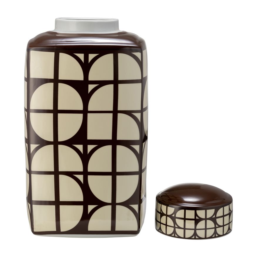 Sagebrook 18" Ceramic Square Jar With Lid - Java/Cotton