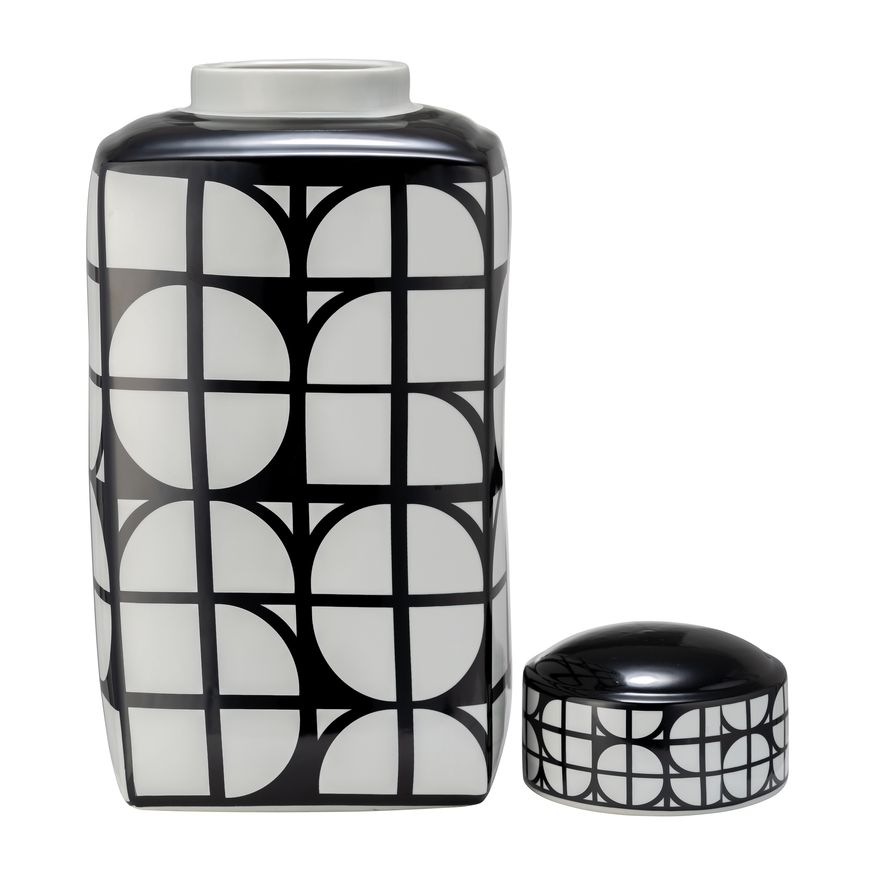 Sagebrook 18" Ceramic Square Jar With Lid - Black/White