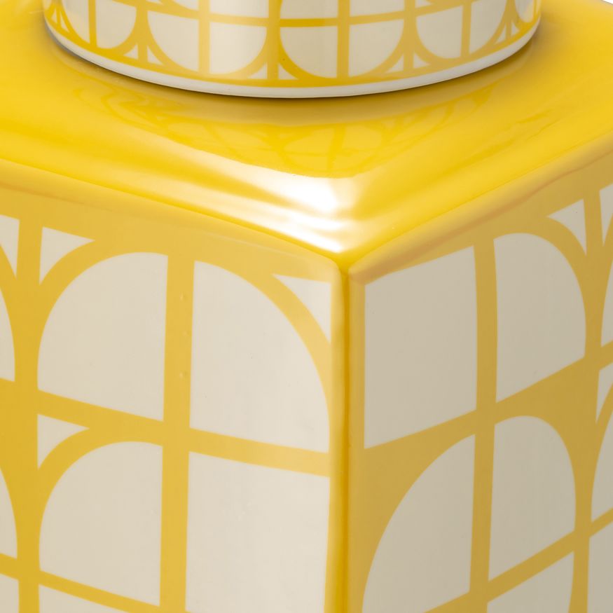 Sagebrook 18" Ceramic Square Jar With Lid - Yellow/Cotton