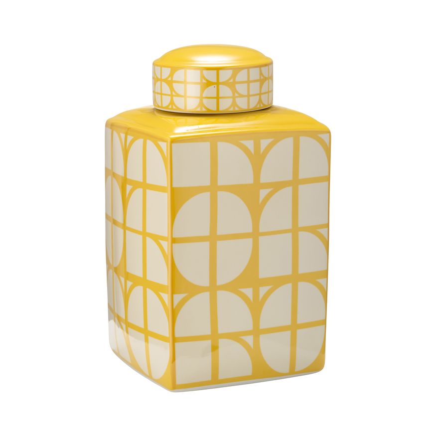 Sagebrook 16" Ceramic Square Jar With Lid - Yellow/Cotton