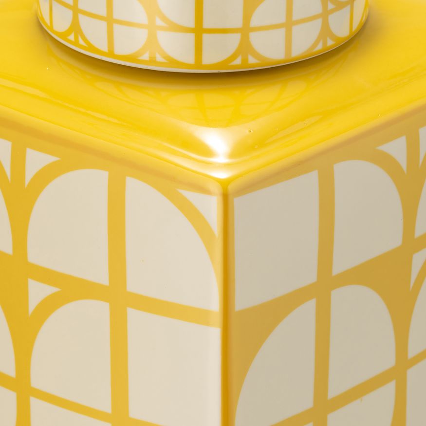 Sagebrook 16" Ceramic Square Jar With Lid - Yellow/Cotton