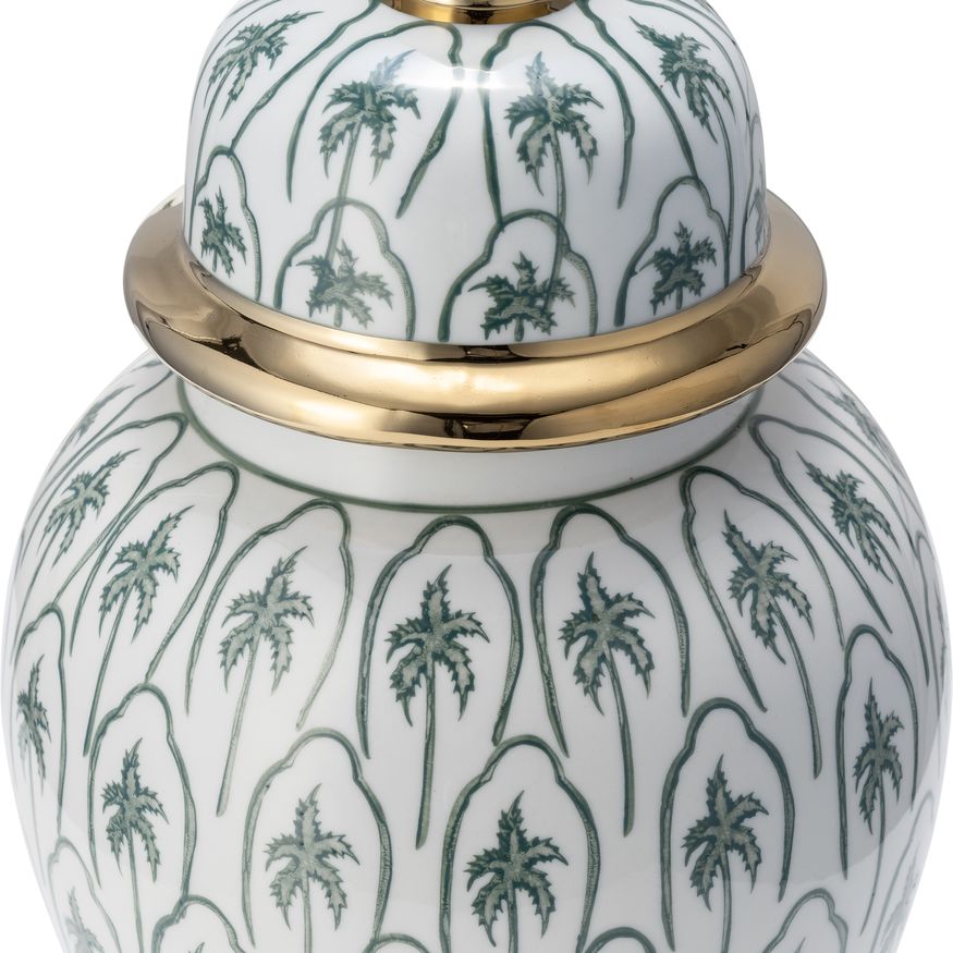 Sagebrook 14" Ceramic Temple Jar - Green/Gold