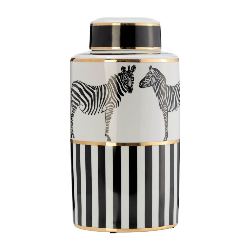 Sagebrook - 16" Ceramic Zebra Jar With Lid