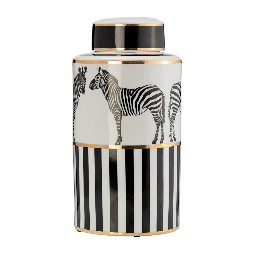 Sagebrook 16" Ceramic Zebra Jar With Lid