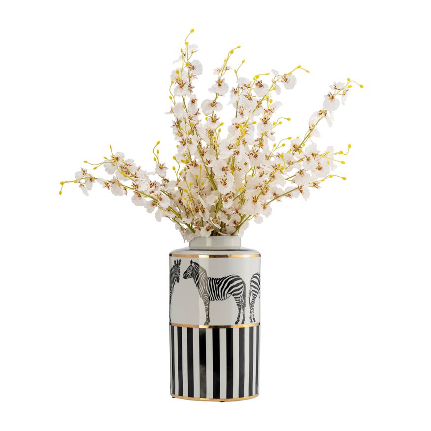 Sagebrook 16" Ceramic Zebra Jar With Lid - White/Gold