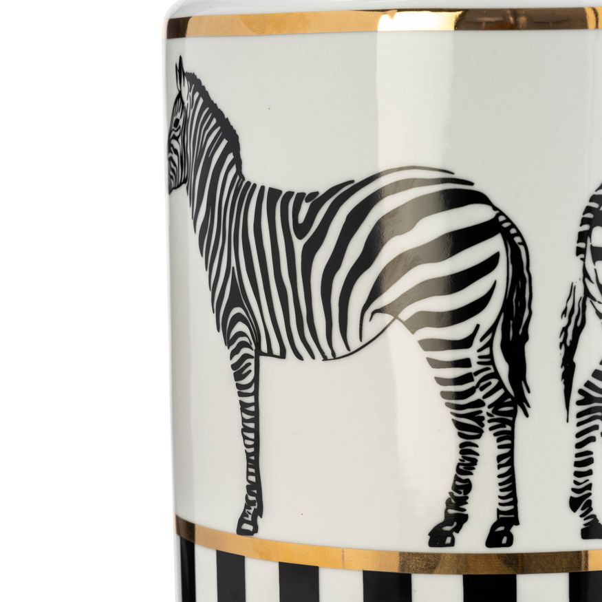 Sagebrook 16" Ceramic Zebra Jar With Lid - White/Gold