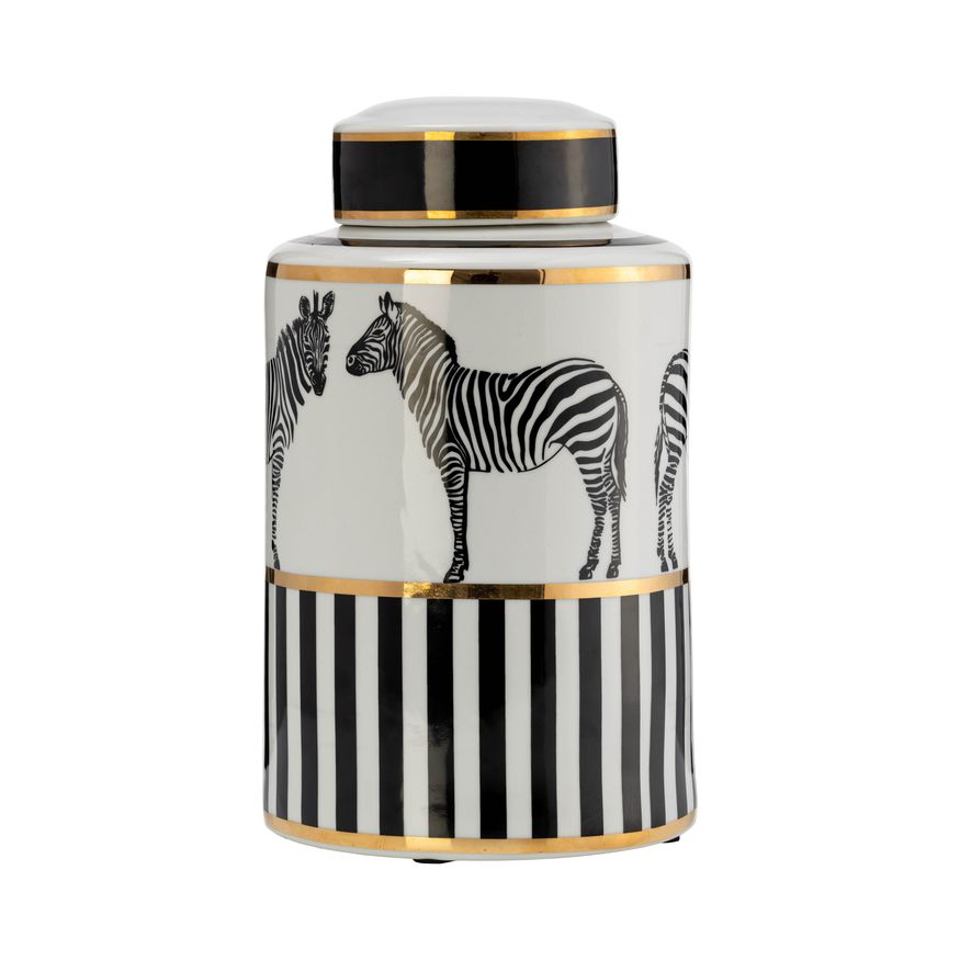 Sagebrook 16" Ceramic Zebra Jar With Lid