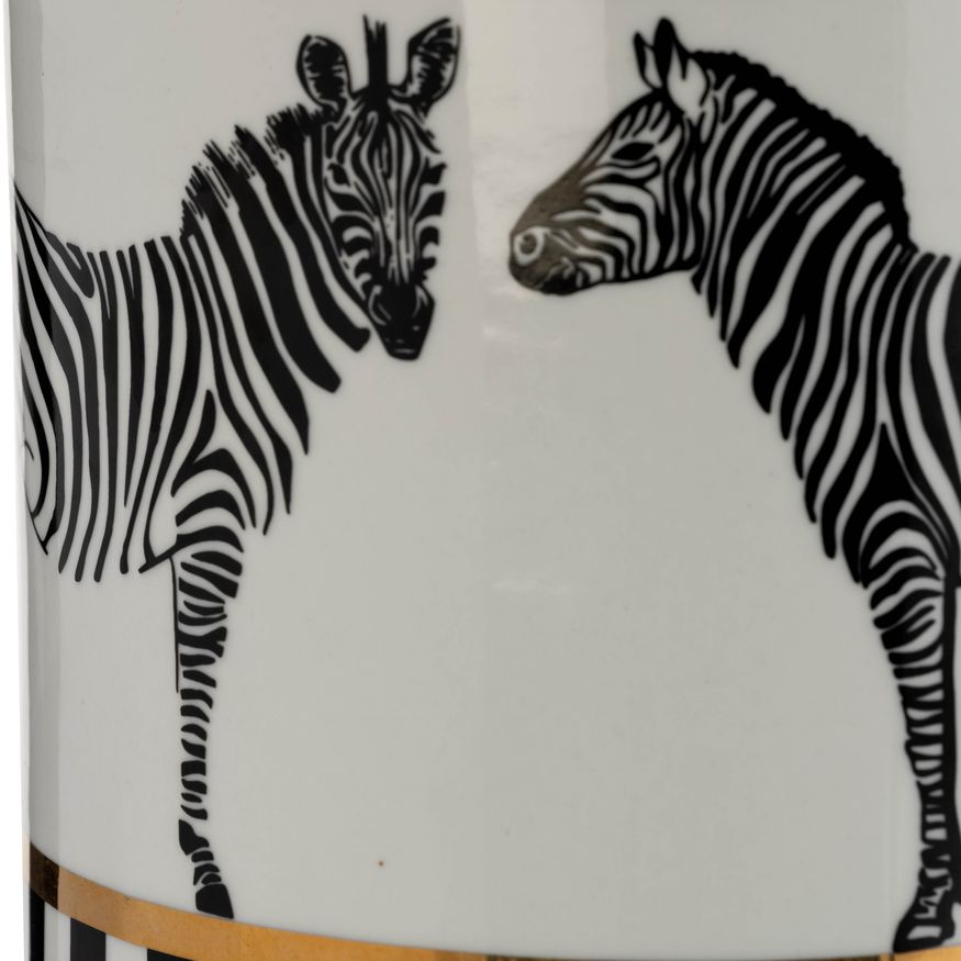 Sagebrook 12" Ceramic Zebra Jar With Lid - White/Gold