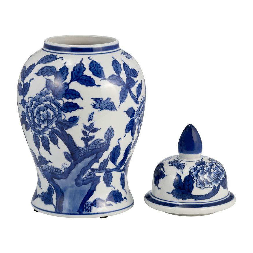 Sagebrook 14" Ceramic Temple Jar - Blue/White