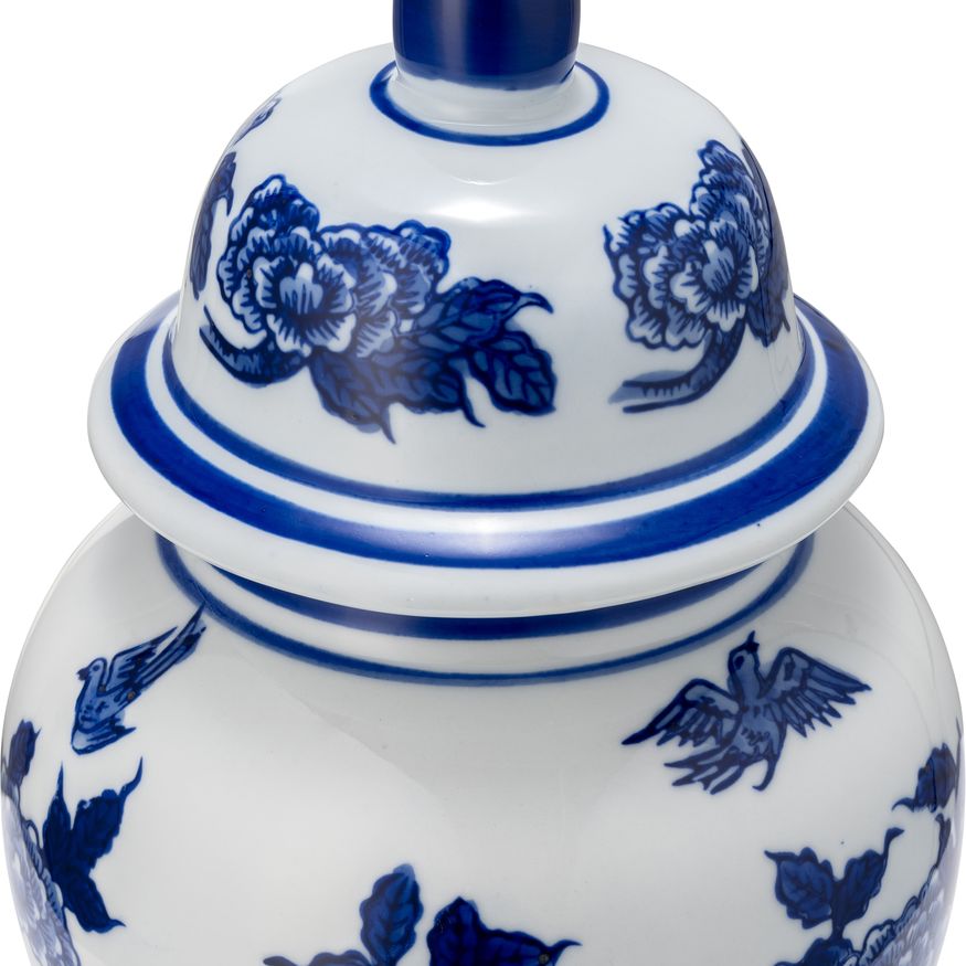 Sagebrook 10" Ceramic Temple Jar - Blue/White