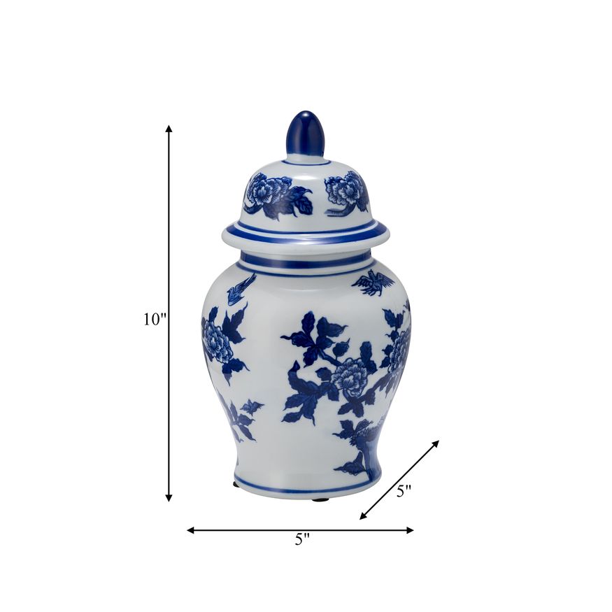 Sagebrook 10" Ceramic Temple Jar - Blue/White