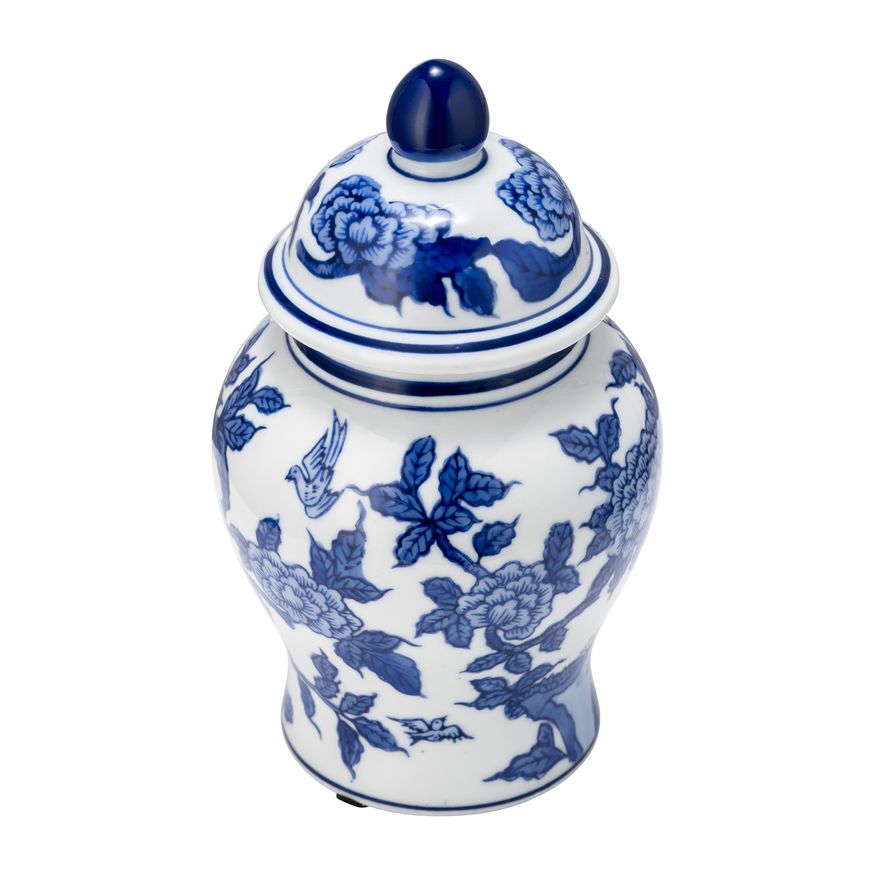 Sagebrook 8" Ceramic Temple Jar - Blue/White