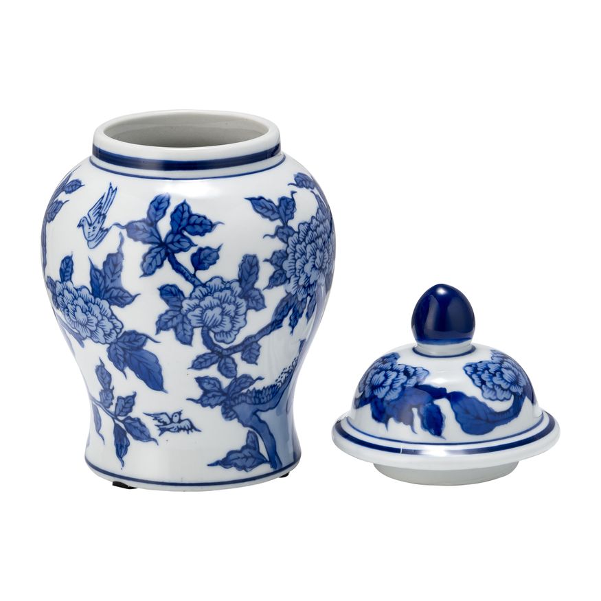 Sagebrook 8" Ceramic Temple Jar - Blue/White