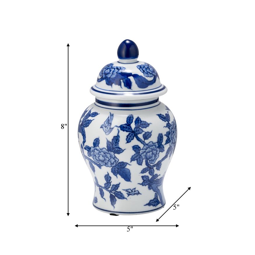 Sagebrook 8" Ceramic Temple Jar - Blue/White