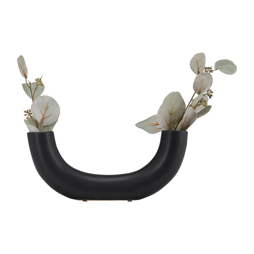 Sagebrook 12" Ceramic Half Circle Vase - Black