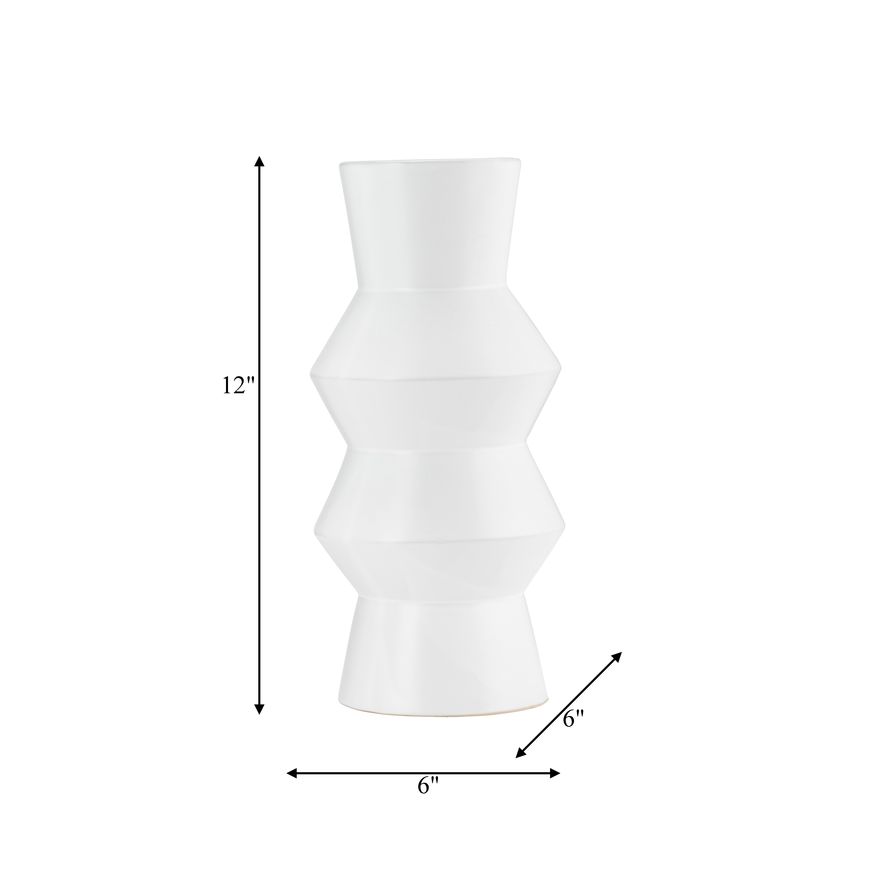 Sagebrook 12" Ceramic Totem Vase - White