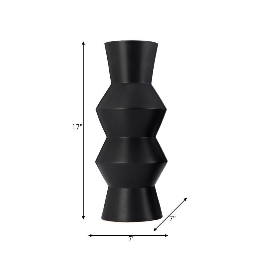 Sagebrook 17" Ceramic Totem Vase - Black