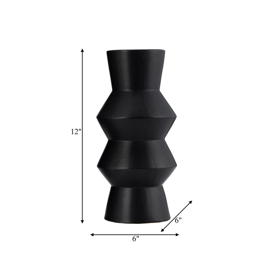 Sagebrook 12" Ceramic Totem Vase - Black