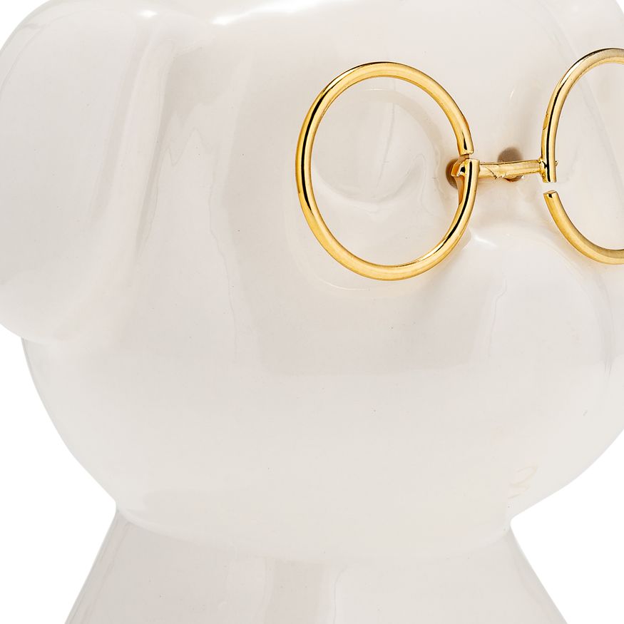 Sagebrook Ceramic 7"h - Puppy With Gold Glasses - White