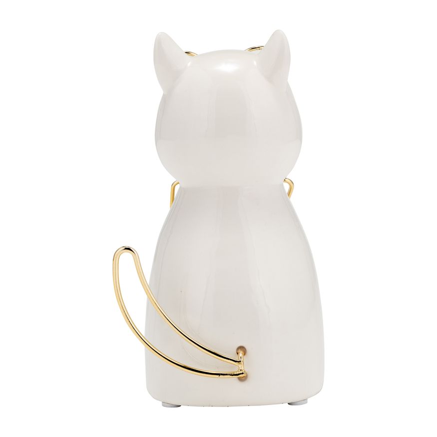 Sagebrook Ceramic 6"h - Puppy With Gold Glasses And Bowtie - White