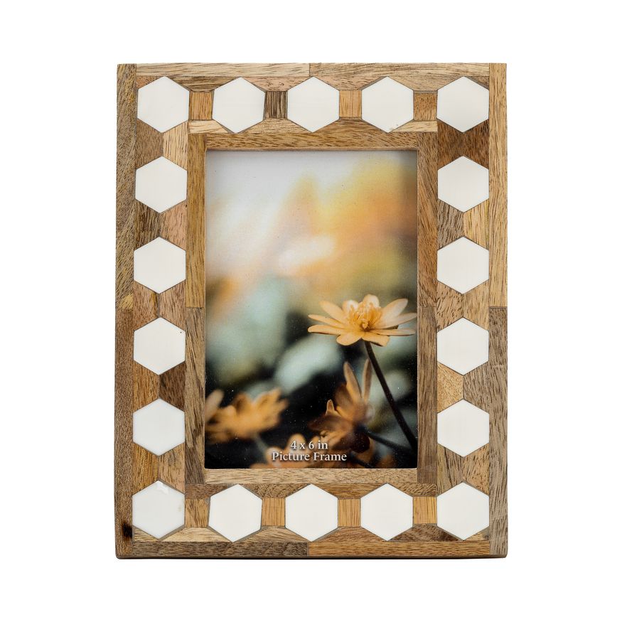 Sagebrook 4"x6" Wood/Resin Hexagon Frame