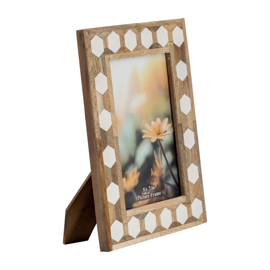 Sagebrook 4"x6" Wood/Resin Hexagon Frame