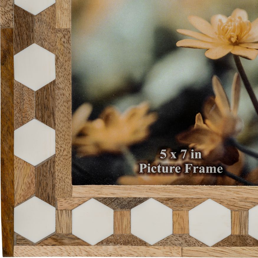 Sagebrook 5"x7" Wood/Resin Hexagon Frame - White