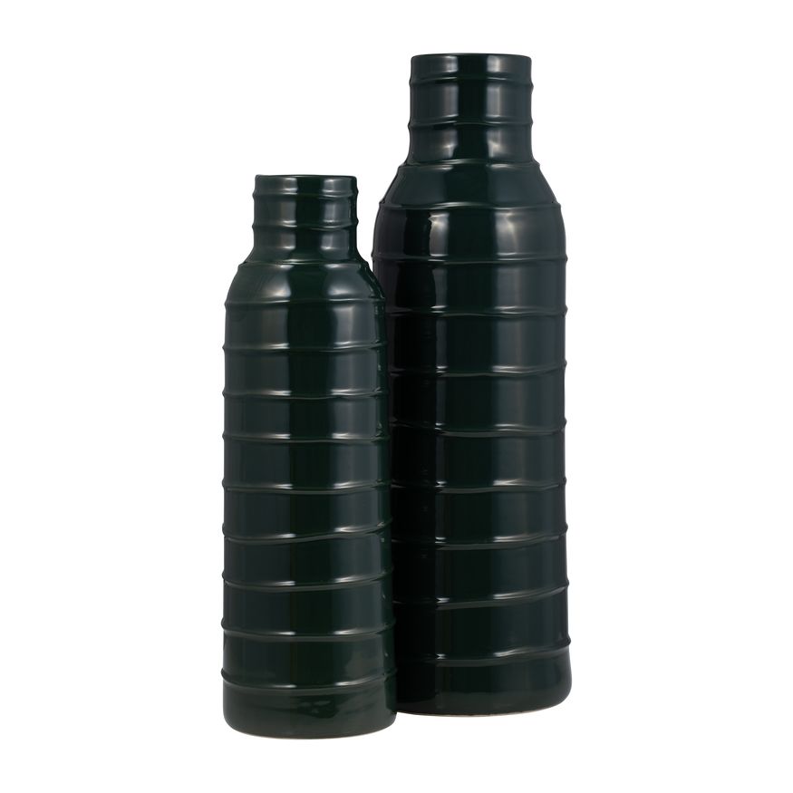 Sagebrook 20" Ceramic Tribal Vase - Forest Green