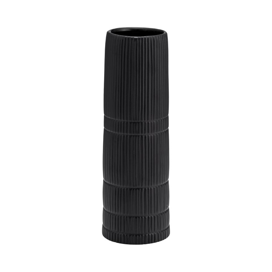 Sagebrook 15" Ceramic Lined Cylinder Vase - Matte Black