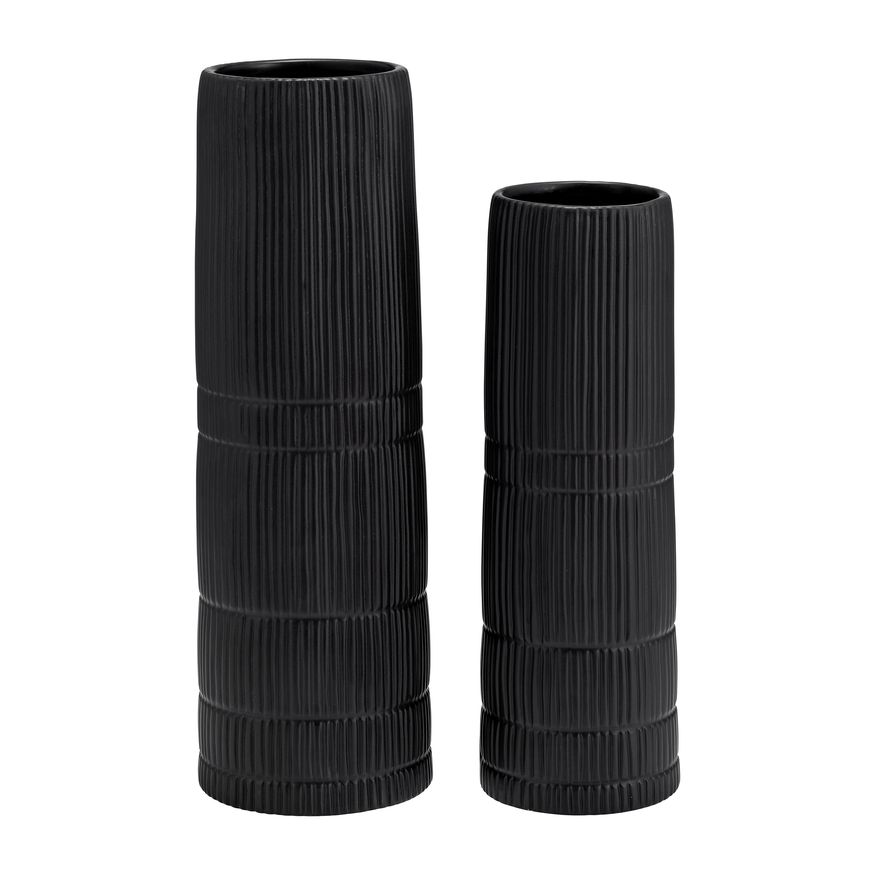 Sagebrook 15" Ceramic Lined Cylinder Vase - Matte Black