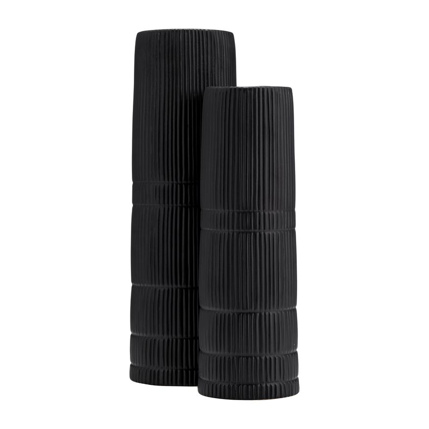 Sagebrook 15" Ceramic Lined Cylinder Vase - Matte Black