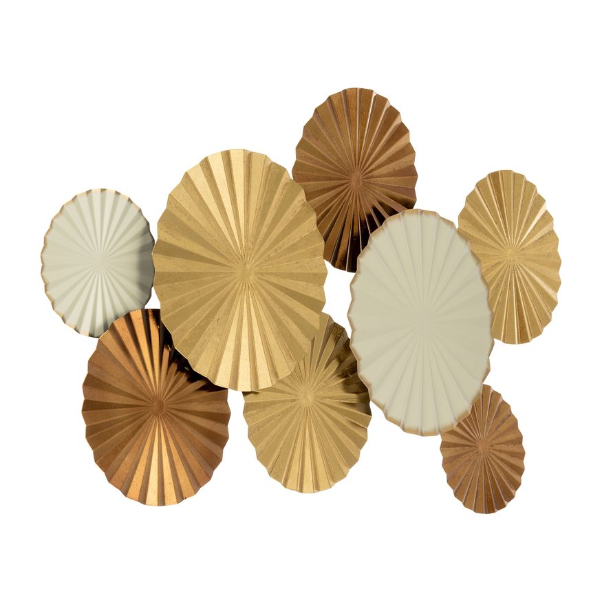 Sagebrook Metal Pleated Wall Discs - Gold