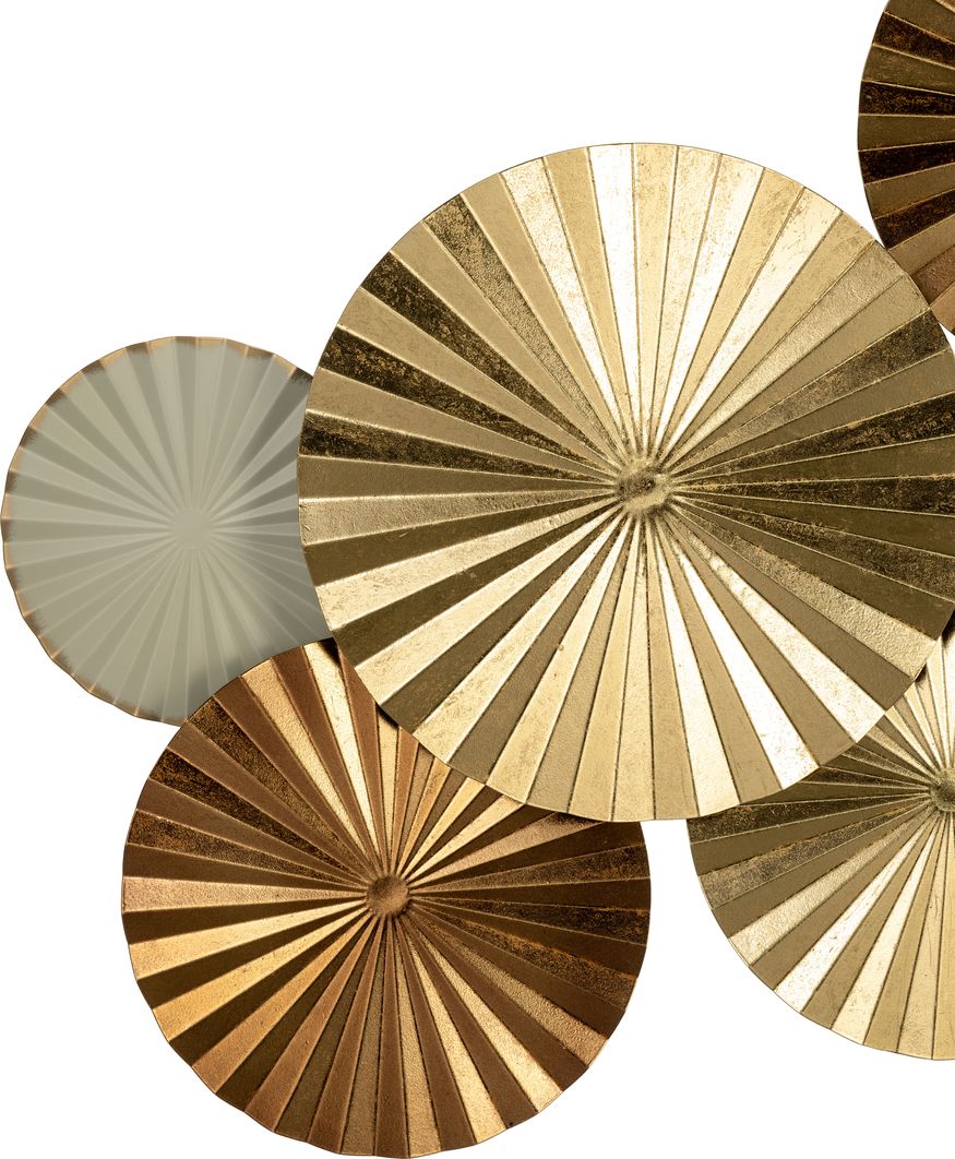 Sagebrook Metal Pleated Wall Discs - Gold