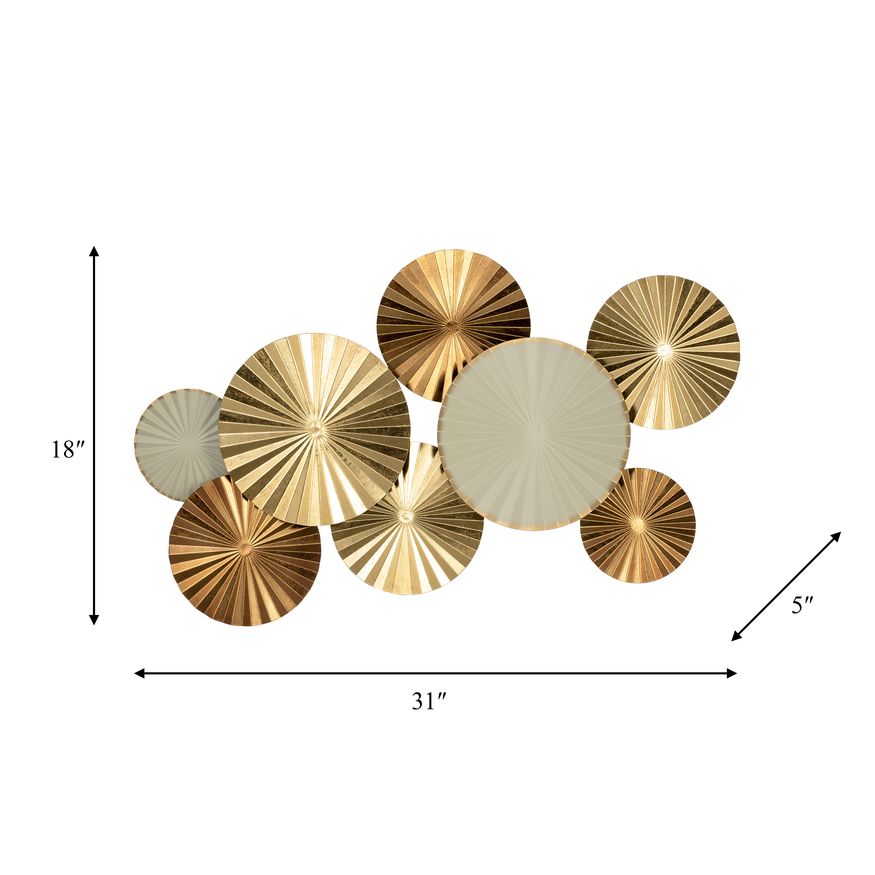 Sagebrook Metal Pleated Wall Discs - Gold