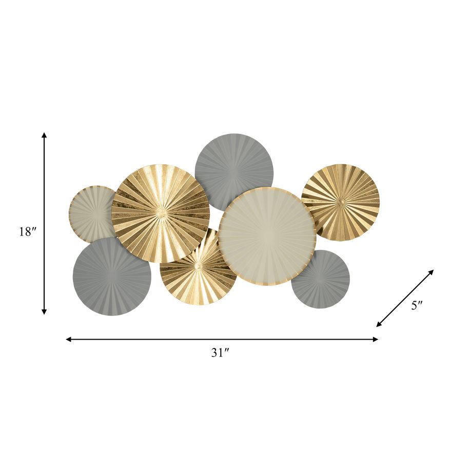 Sagebrook Metal Pleated Wall Discs - Gray