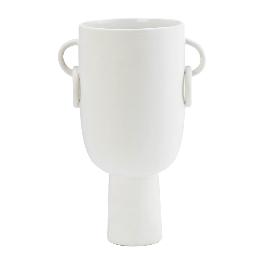 Sagebrook 13" Ceramic Vase With Handles - White