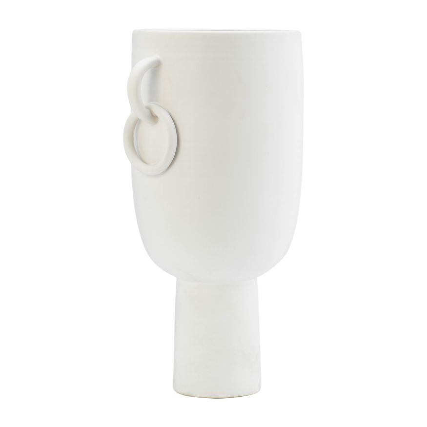 Sagebrook 13" Ceramic Vase With Handles - White