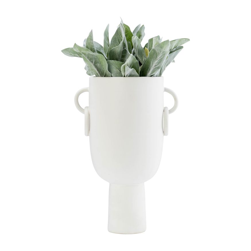 Sagebrook 13" Ceramic Vase With Handles - White