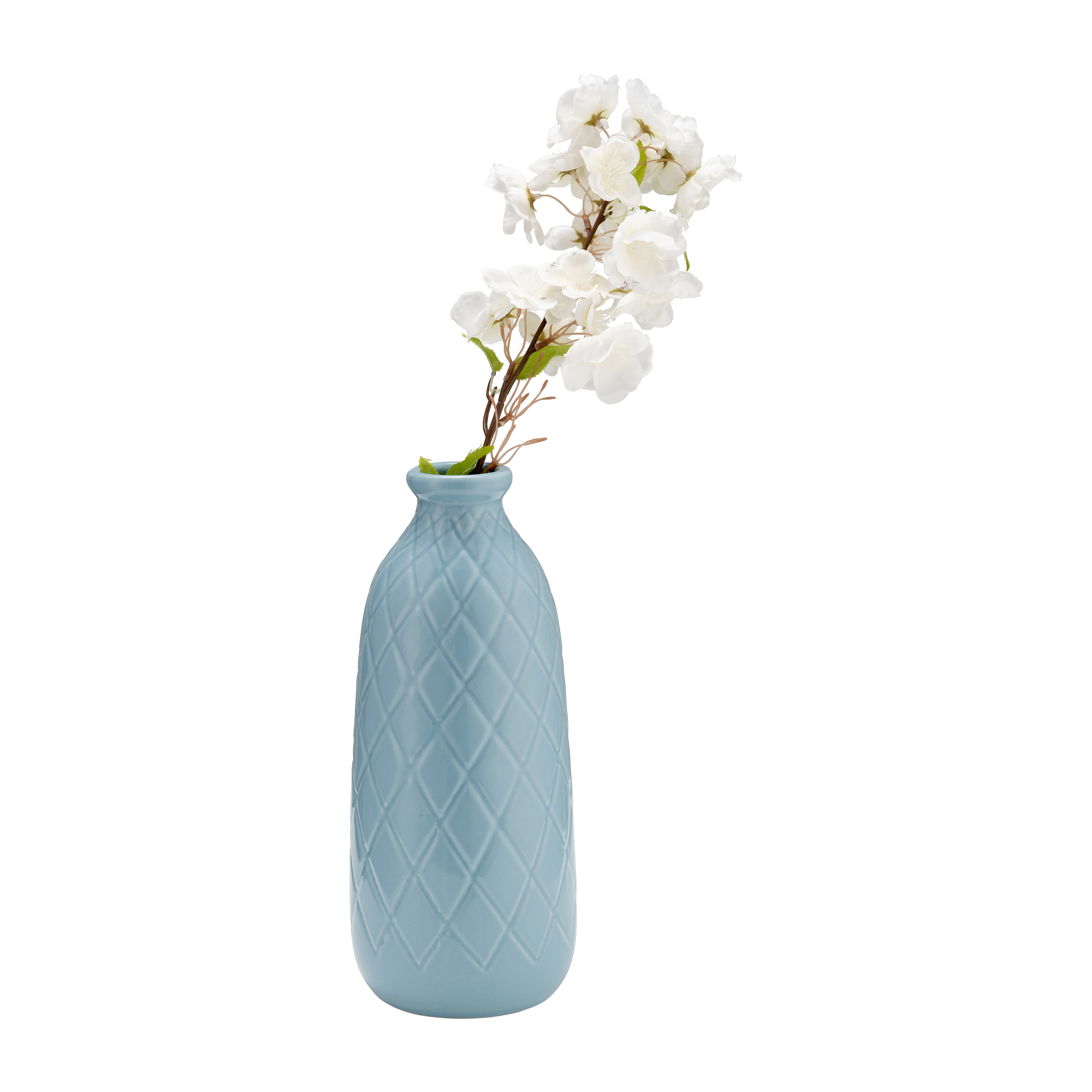 Sagebrook 12" Ceramic Plaid Textured Vase - Cameo Blue