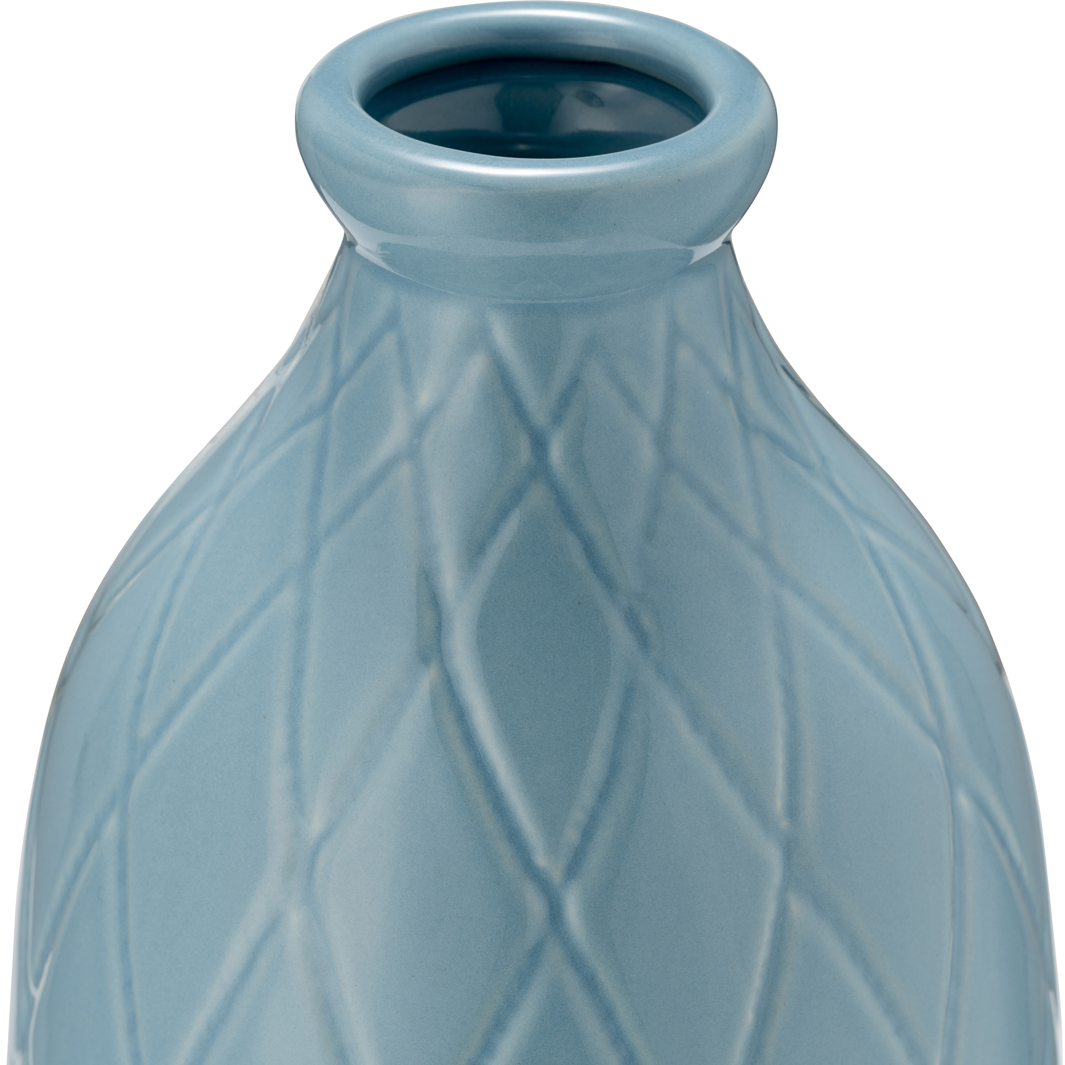 Sagebrook 12" Ceramic Plaid Textured Vase - Cameo Blue