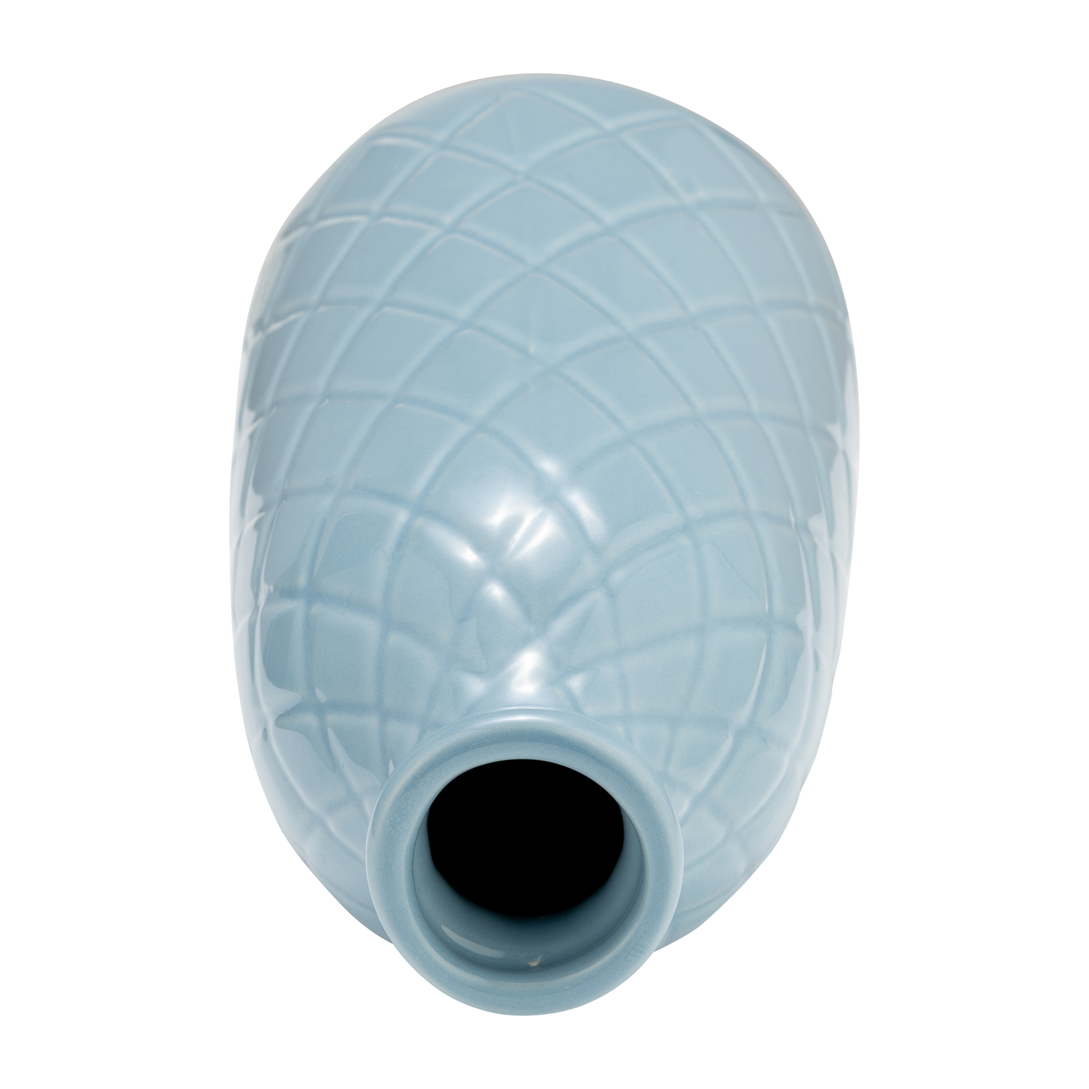 Sagebrook 12" Ceramic Plaid Textured Vase - Cameo Blue