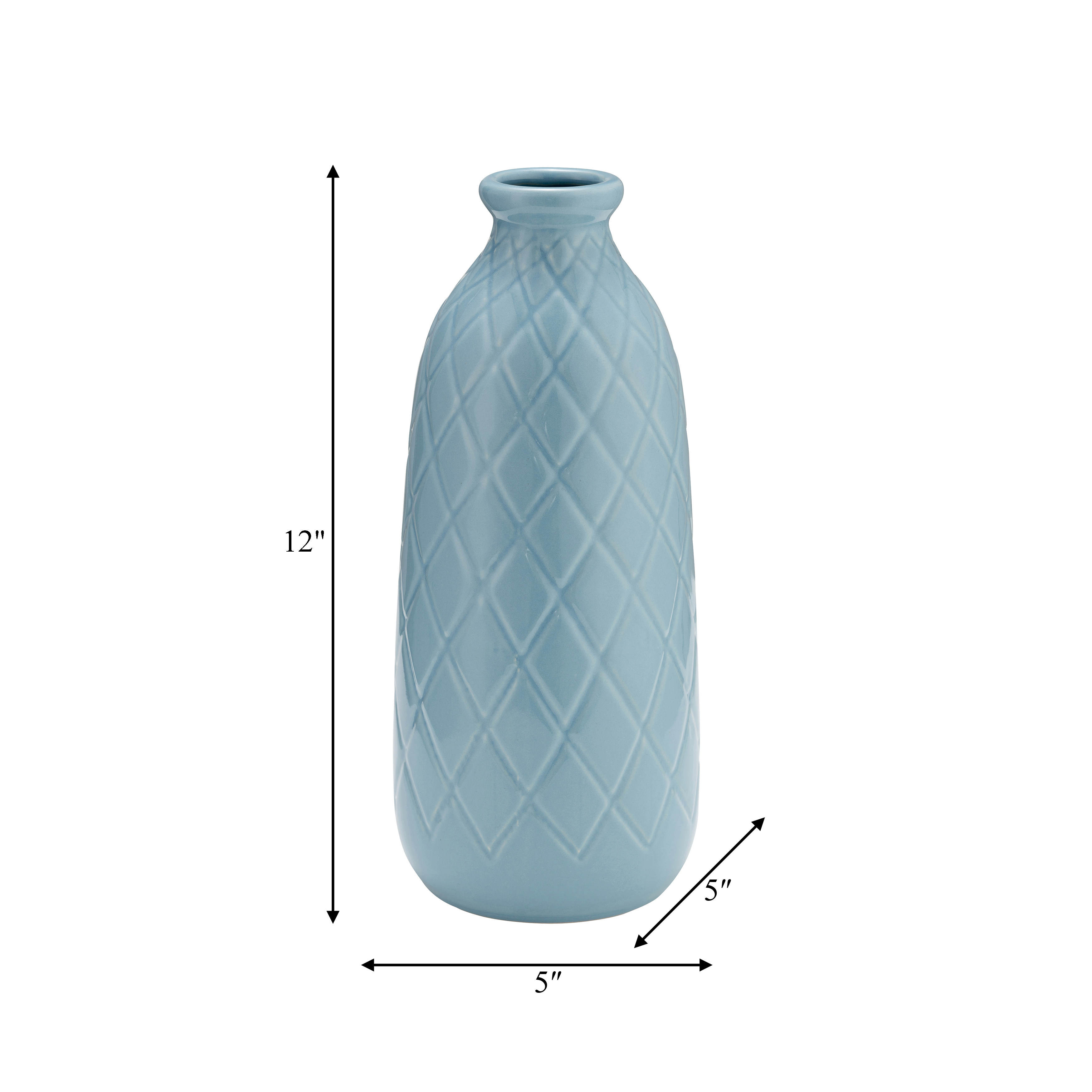 Sagebrook 12" Ceramic Plaid Textured Vase - Cameo Blue