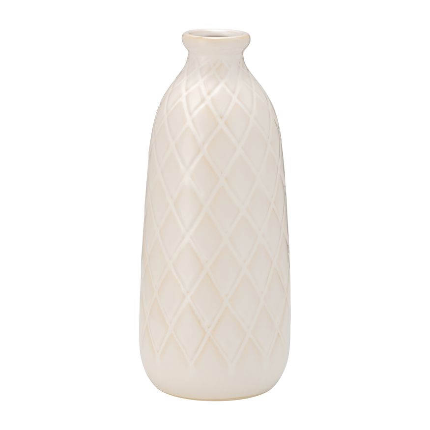 Sagebrook 9" Ceramic Plaid Textured Vase