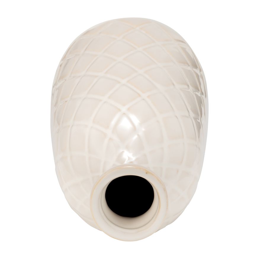 Sagebrook 12" Ceramic Plaid Textured Vase - Beige