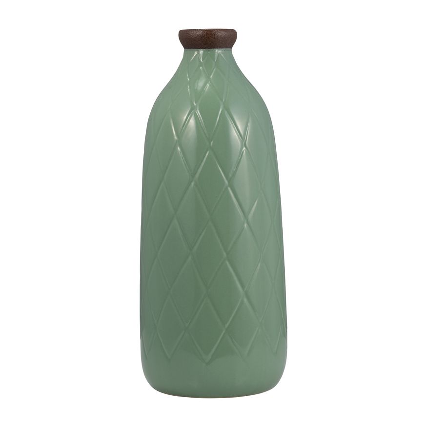 Sagebrook 16" Ceramic Plaid Textured Vase - Dark Sage