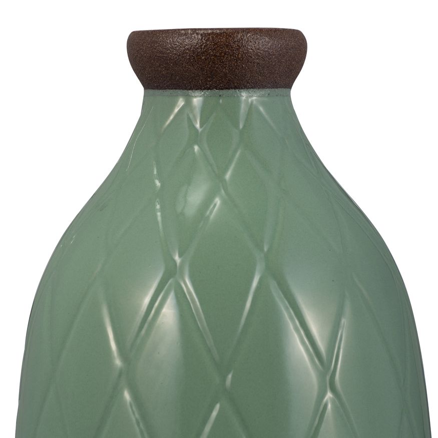 Sagebrook 16" Ceramic Plaid Textured Vase - Dark Sage