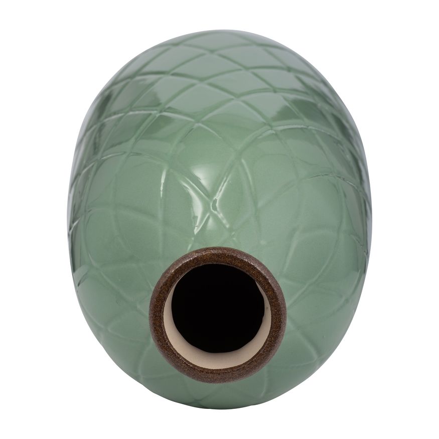 Sagebrook 16" Ceramic Plaid Textured Vase - Dark Sage