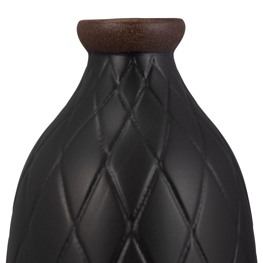 Sagebrook 16" Ceramic Plaid Textured Vase - Black