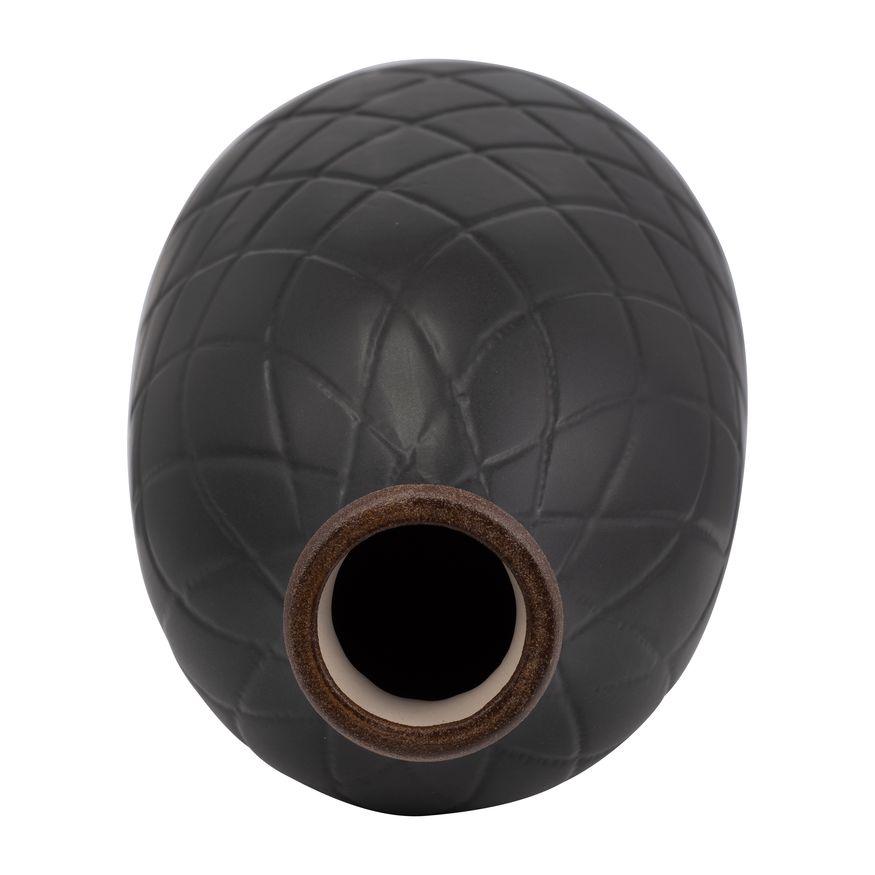 Sagebrook 16" Ceramic Plaid Textured Vase - Black