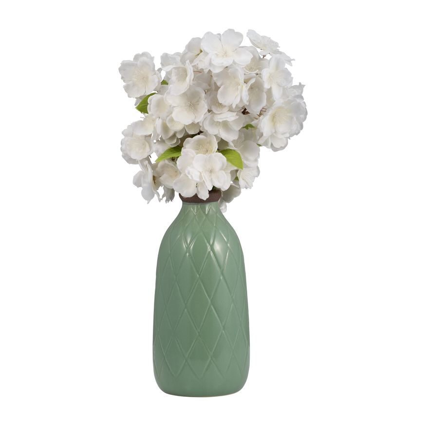 Sagebrook 9" Ceramic Plaid Textured Vase - Dark Sage